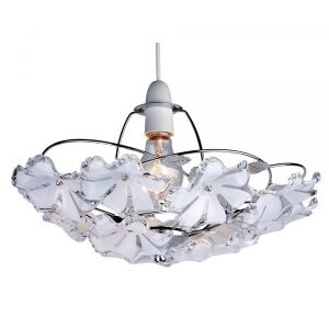 37cm 12 Flower Acrylic Uplighter White on Chrome