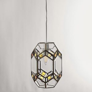 Bevelled Glass Lantern with Amber jewels (EasyFit)