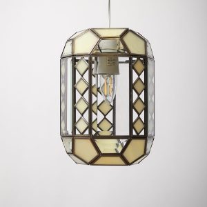Clear and Beige Bevelled Glass Lantern (EasyFit)