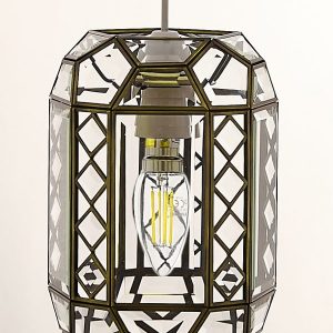 Clear Bevelled Lantern Antique Brass Frame (EasyFit)