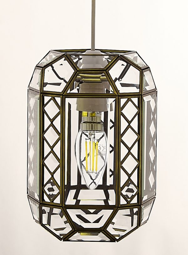 Clear Bevelled Lantern Antique Brass Frame (EasyFit)