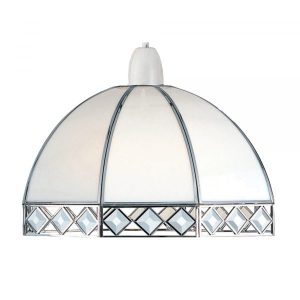 25cm White and Clear Bevelled Glass Shade Chrome Finished frame (EasyFit)