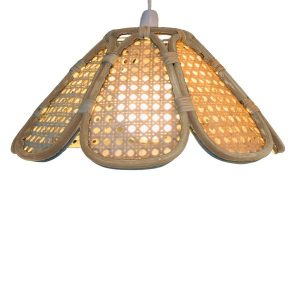 37cm Natural & Beige 8 Panelled Rattan Cane Shade