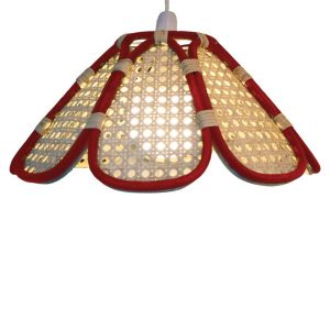 37cm Red and Natural 8 Panelled Rattan Cane Shade