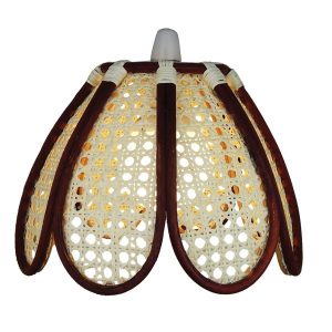 30cm Brown and Natural Rattan Deep Dome Shade/Cane Weave