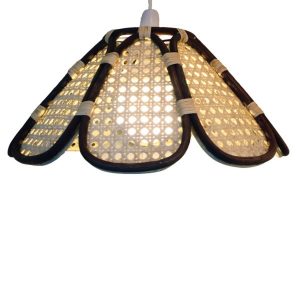 37cm Brown and Natural 8 Panelled Rattan Cane Shade