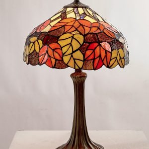 30cm Red and Orange Maple Leaf Tiffany Table Lamp