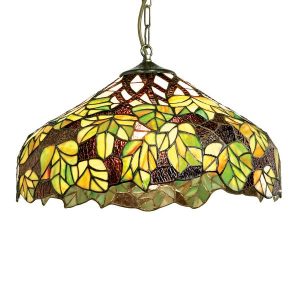 40cm Green Tiffany Maple Leaf Pendant with AB1 Antique Suspension Chain