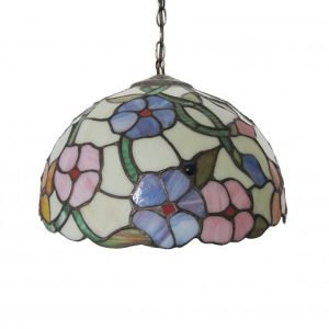 30cm Stained Glass Spring Flower Shade with Antique Brass Suspension Chain