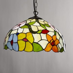 40cm Sring Flower Tiffany Pendant with Antique Brass Suspension Chain