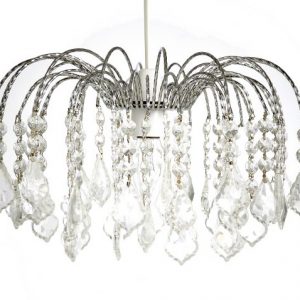 4 Tier Cut Glass Fountain Chrome Shade