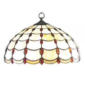 40cm Amber Jewel Tiffany Pendant with AB1 Antique Brass Suspension Chain