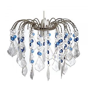 3 Tier Clear/Blue Acrylic Fountain Shade Chrome frame