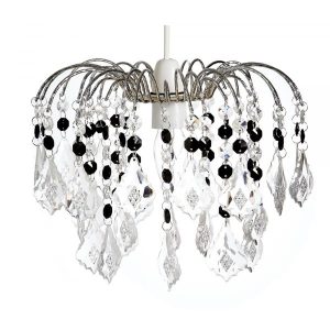 3 Tier Clear/Black Acrylic Fountain Shade Chrome frame