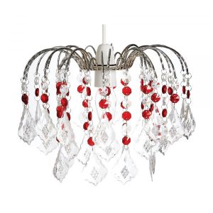 3 Tier Clear/Red Acrylic Fountain Shade Chrome frame