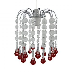 2 Tier Clear/Red Fountain Drop Pendant