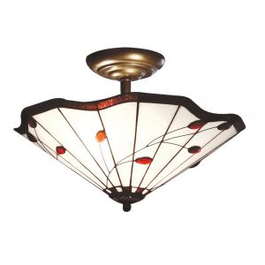 35cm Ruby Leaf Twig Semi Flush Uplighter Fitting