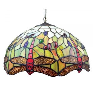 40cm Blue Dragonfly Pendant with Antique Brass Suspension Chain