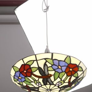 35cm Tiffany Dragonfly Uplighter in Red and Lilac