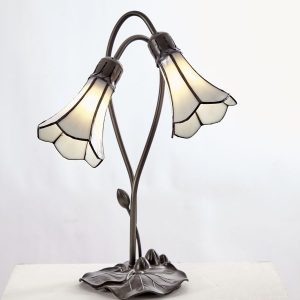 2 Light Stained Glass Pear Lily Table Lamp