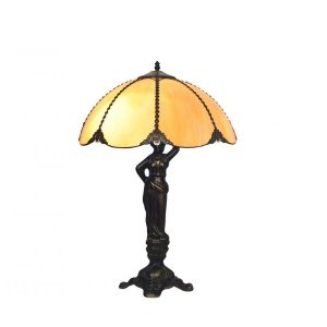30cm Beige Bent Glass Table Lamp