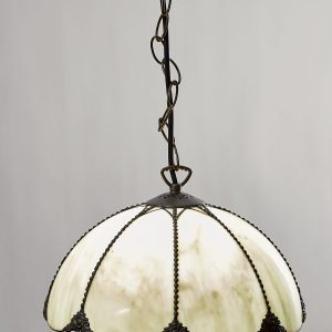 30cm Beige Bent Glass Pendant Shade with antique suspension kit