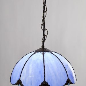 30cm Blue Bent Glass Pendant Shade with antique suspension kit