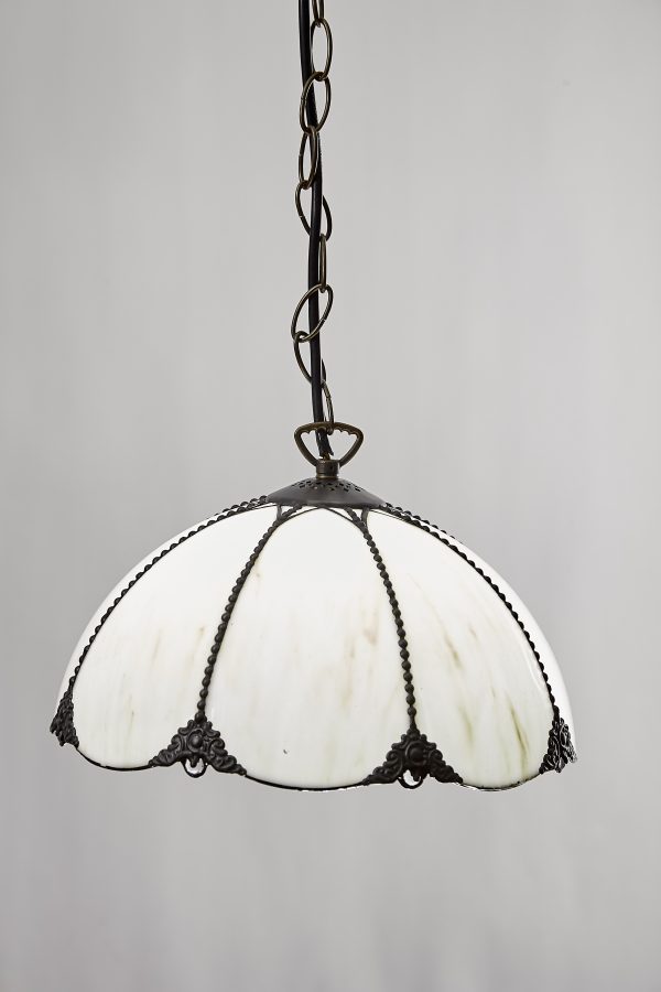 30cm Pear Bent Glass Pendant Shade with Antique Suspension kit