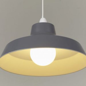 35cm Classic Metal Pluto Shade in Shiny Grey