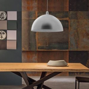 Mirror Finish Chrome Shiny Dome Pendant with matching B22 ceiling rose and suspension kit