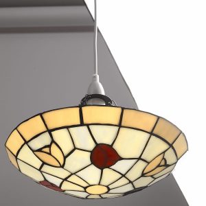 30cm EasyFit Tiffany Uplighter with Beige and Red Tulips