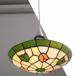 30cm EasyFit Tiffany Uplighter with Green and Pink Tulips