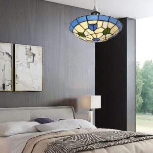 30cm EasyFit Tiffany Uplighter with Green and Blue Tulips