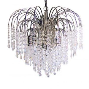 4 Light Water Fountain Pendant with Chrome Frame