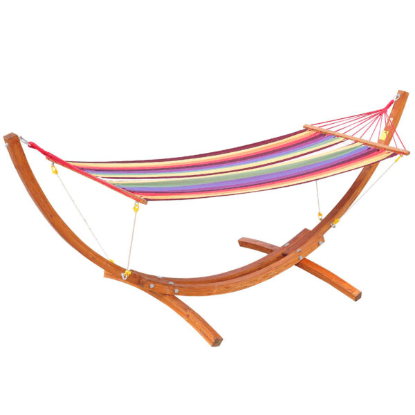 Outsunny Garden Outdoor Patio Standing Frame Wooden Hammock with Arc Stand  MultiColour