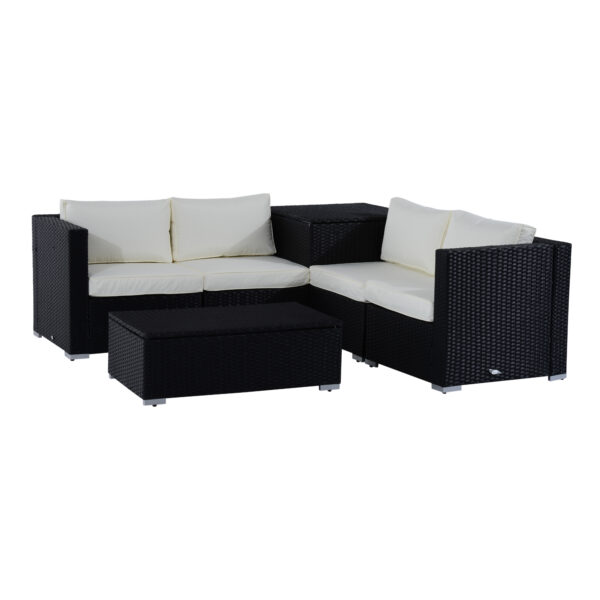 Outsunny 4Seater Rattan Garden Corner Sofa Set Wicker 4 Seater Garden Weave Furniture w/ Cushion
