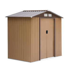 Outsunny 7 x 4 ft Lockable Garden Shed Large Patio Roofed Tool Metal Storage Building Foundation Sheds Box Outdoor Furniture,