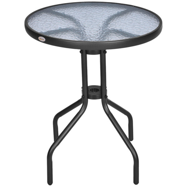 Outsunny ??60??70H cm Round Metal Table, Garden Table Tempe Glass