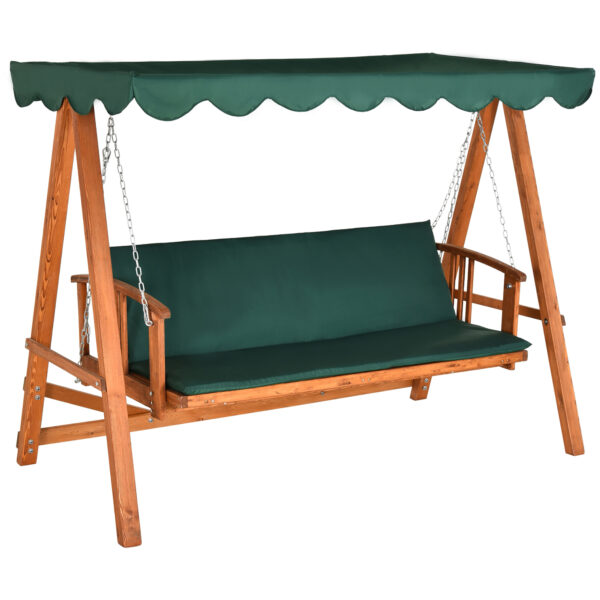 Outsunny Wooden Garden 3Seater Outdoor Swing Chair