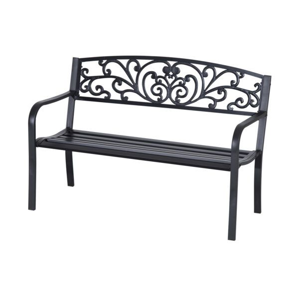 Outsunny 2 Seater Metal Garden Park Bench Porch Outdoor Furniture Patio Chair Seat