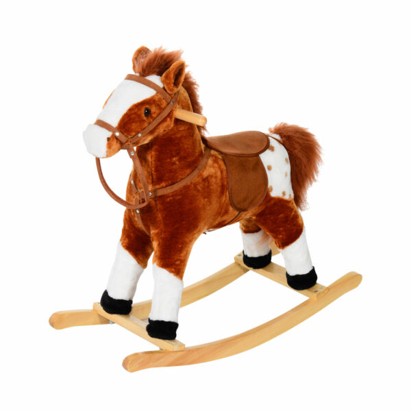 HOMCOM Wooden Rocking Horse with Sound Handle Grip Traditional Toy Fun Gift
