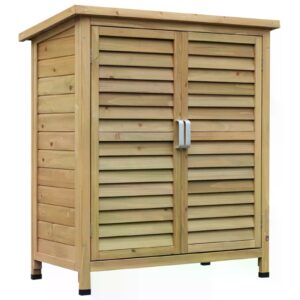 Outsunny Garden Storage Unit Solid Fir Wood Garage Organisation Sturdy Cabinet Outdoor