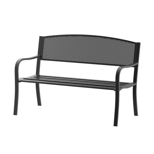 Outsunny 2 Seater Metal Garden Bench Garden Park Porch Chair Outdoor Patio Loveseat Seat Mesh Net Backrest