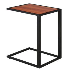HOMCOM CShaped Side Table, Sofa End Table with Metal Frame, Accent Couch Table for Living room, Bedroom, Walnut and