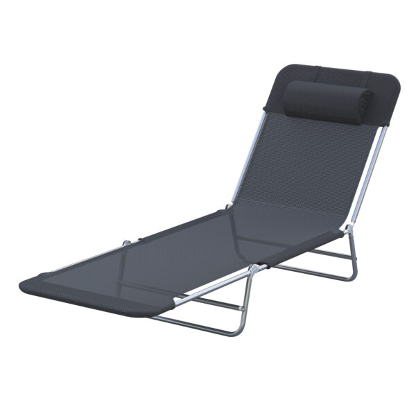 Outsunny Sun Bed Chair Garden Lounger Outdoor Patio Chaise Portable Recliner Adjustable Back Relaxer Chair Furniture Light