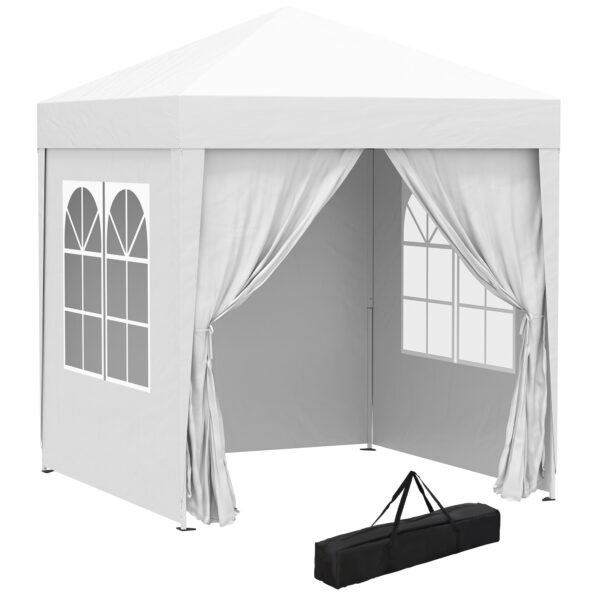 Outsunny 2 x2m Pop Up Gazebo Canopy Party Tent Wedding Awning W/ free Carrying Case  + Removable 2 Walls 2 Windows