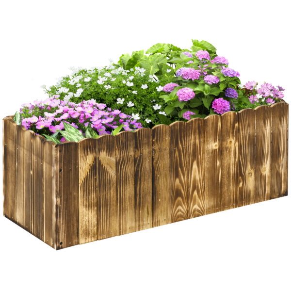 Outsunny 70L Garden Flower Raised Bed Pot Wooden Outdoor Large Rectangle Planter Vegetable Box Outdoor Herb Holder Display 80L x 33W x 30H cm