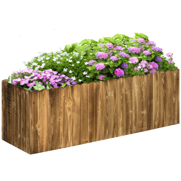 Outsunny 172L Garden Flower Raised Bed Pot Wooden Outdoor Large Rectangle Planter Vegetable Box Outdoor Herb Holder Display 120L x 40W x 40H cm