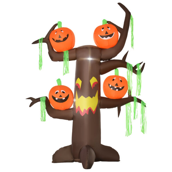 HOMCOM Next Day Delivery Halloween Inflatable Decoration Ghost Tree, 2.4m, 6 LED lights