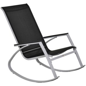 Outsunny Rocking Chair Sun Lounger Garden Seat Patio High Back Texteline